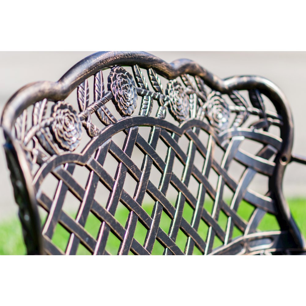 Garden Bench Bronze Colour - Lattice Design 42.5 Inch Long. Picture 3