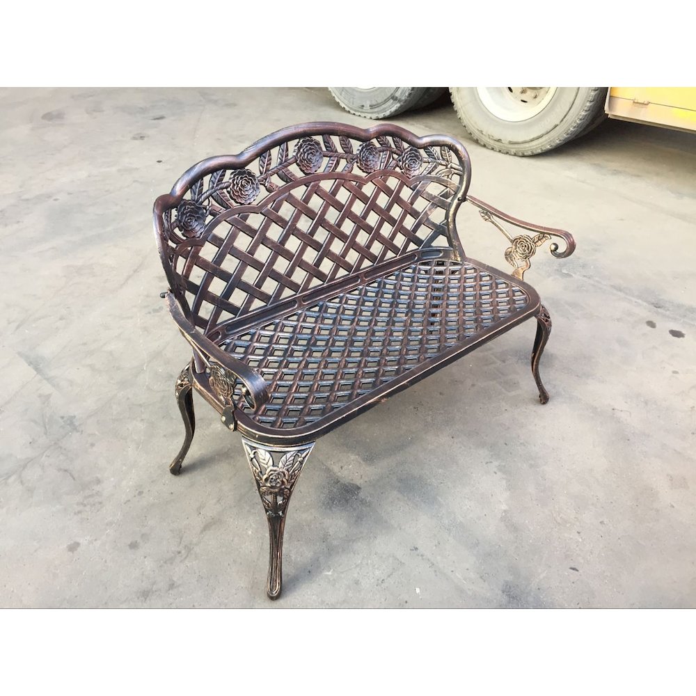 Garden Bench Bronze Colour - Lattice Design 42.5 Inch Long. Picture 2