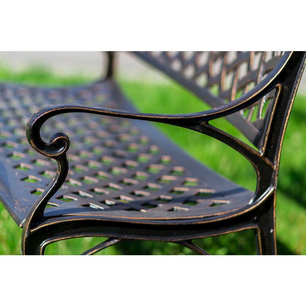 Garden Bench Bronze Colour - Lattice Design 40 Inch Long. Picture 3