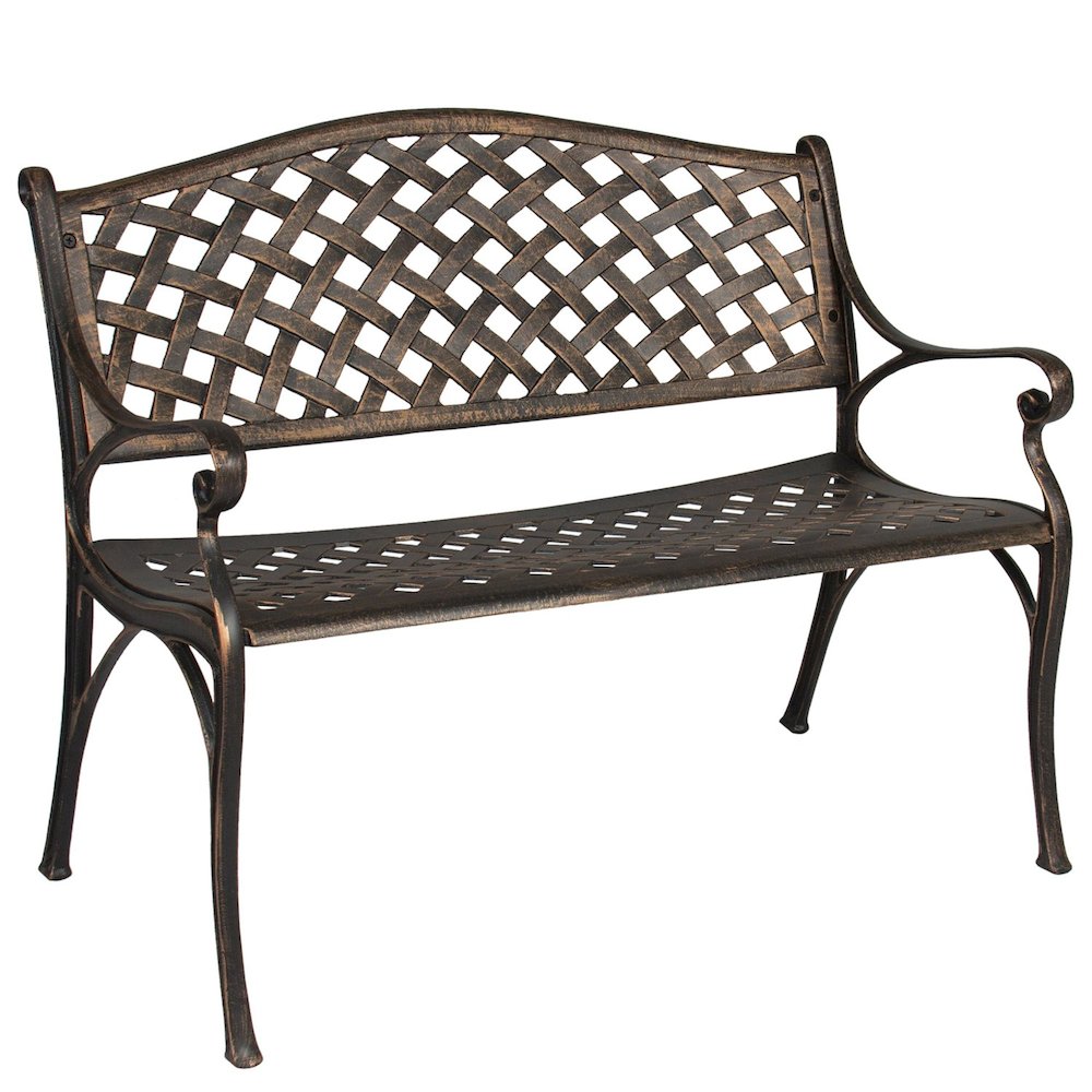 Garden Bench Bronze Colour - Lattice Design 40 Inch Long. Picture 1
