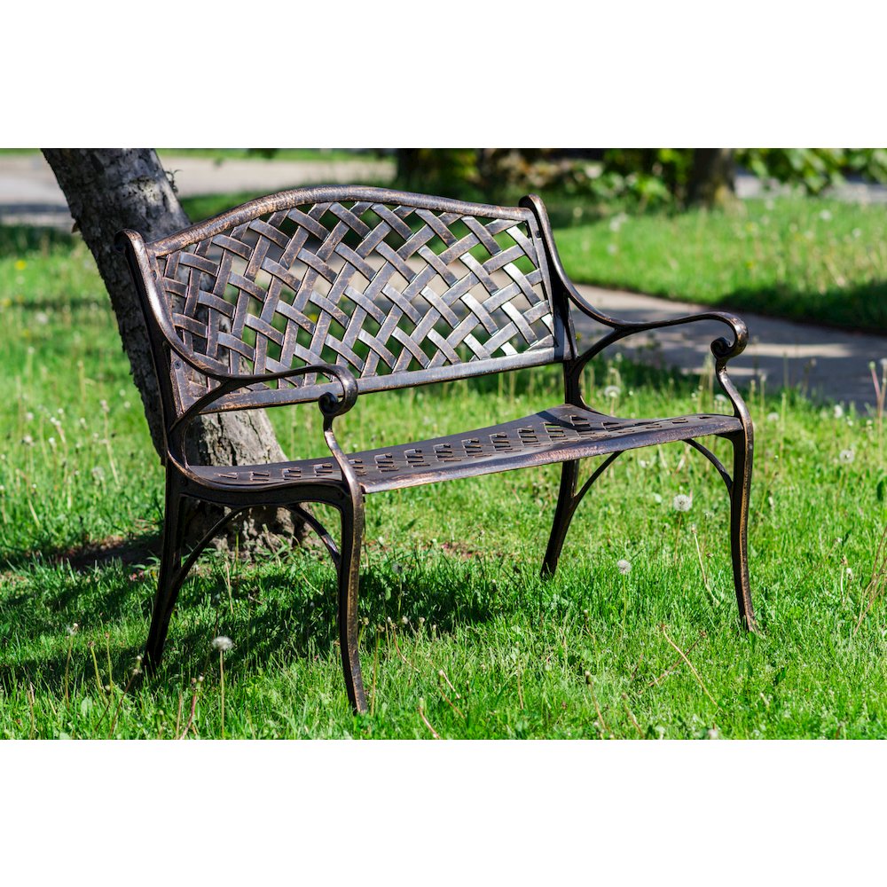 Garden Bench Bronze Colour - Lattice Design 40 Inch Long. Picture 2