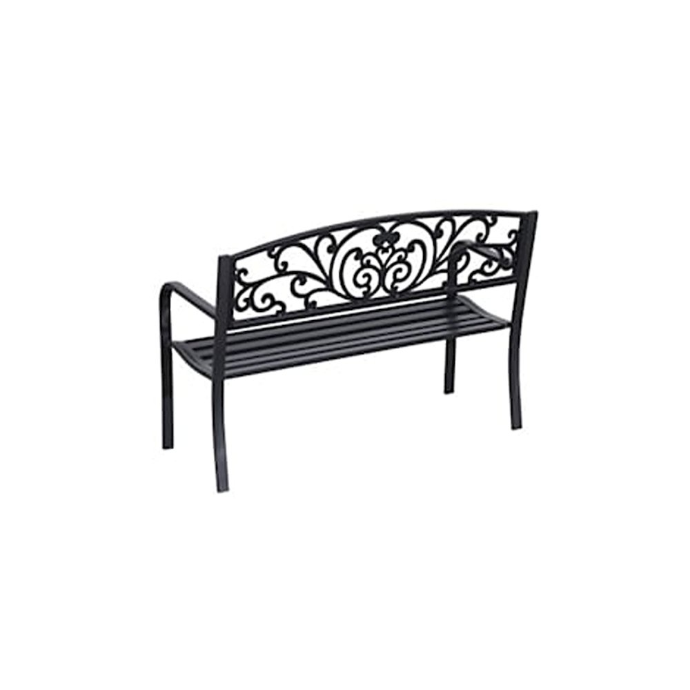 Garden Bench Black Scroll Backrest 50 Inch Long. Picture 1