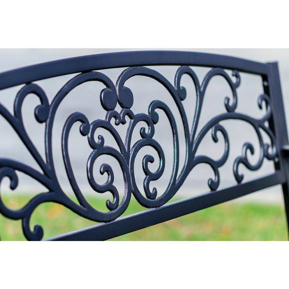 Garden Bench Black Scroll Backrest 50 Inch Long. Picture 5