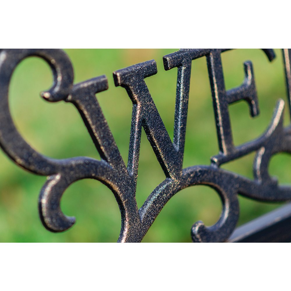 Bronze Welcome Garden Bench 50 Inch Long. Picture 3