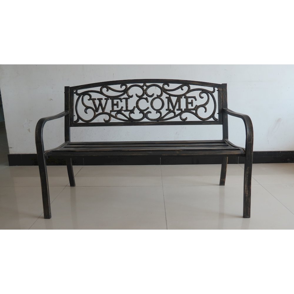 Bronze Welcome Garden Bench 50 Inch Long. Picture 2