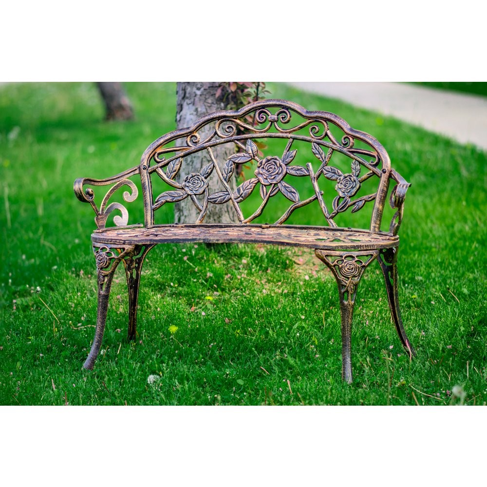Bronze Metal Rose Garden Bench. Picture 4