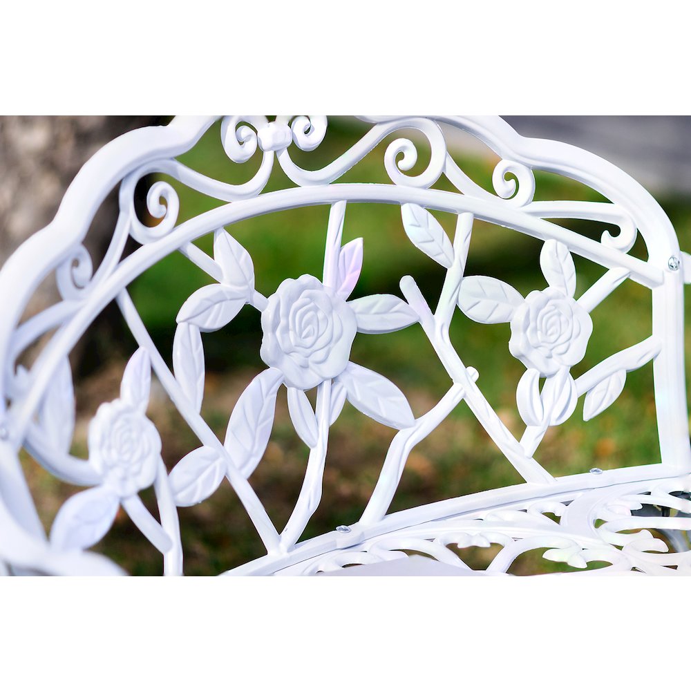 White Metal Rose Garden Bench. Picture 3