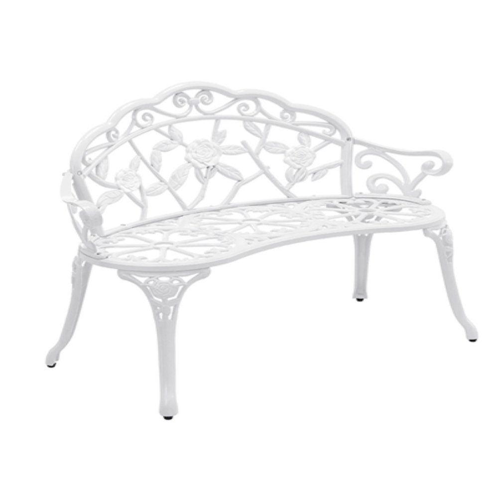 White Metal Rose Garden Bench. Picture 1