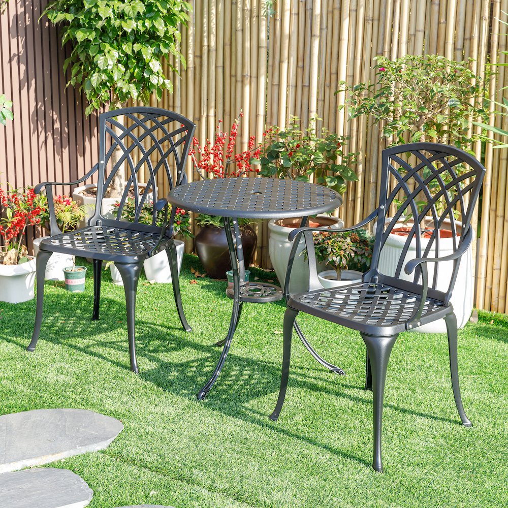 A Touch of Class- Black Cast Aluminium Bistro Set for Your Space. Picture 2