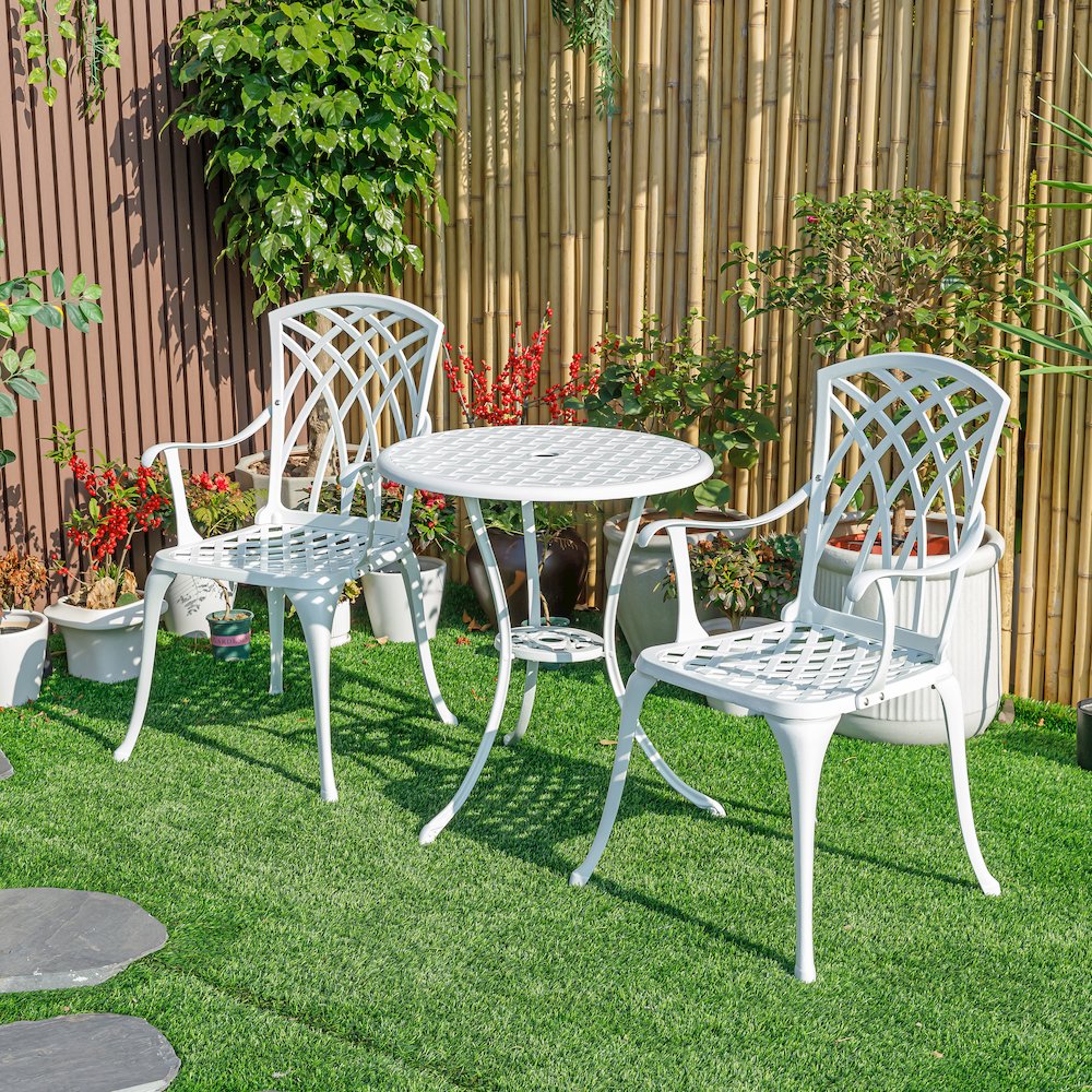 White Haven Retreat- All-Weather Cast Aluminium Bistro Set. Picture 2