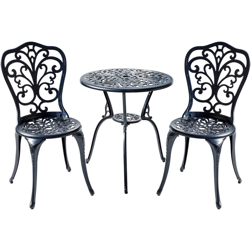 Understated Elegance- Black Cast Aluminium Bistro Set. Picture 1