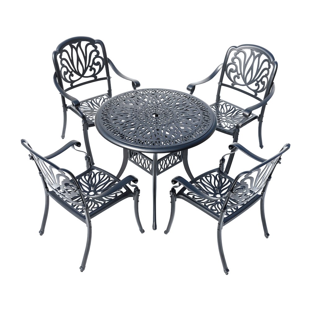 Sleek Black Bistro Bliss Collection- Elegant Cast Aluminium Patio Set. Picture 4