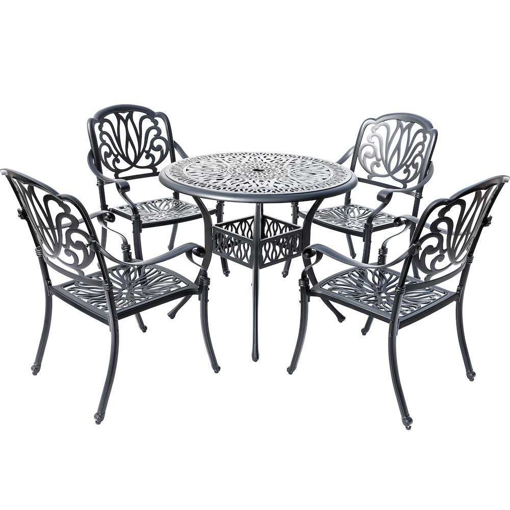 Sleek Black Bistro Bliss Collection- Elegant Cast Aluminium Patio Set. Picture 1