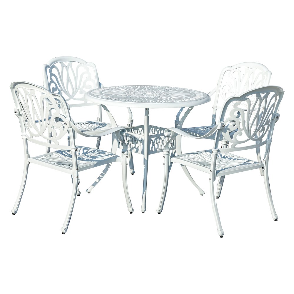 Elegant White- All-Weather Cast Aluminium Bistro Ensemble. Picture 1