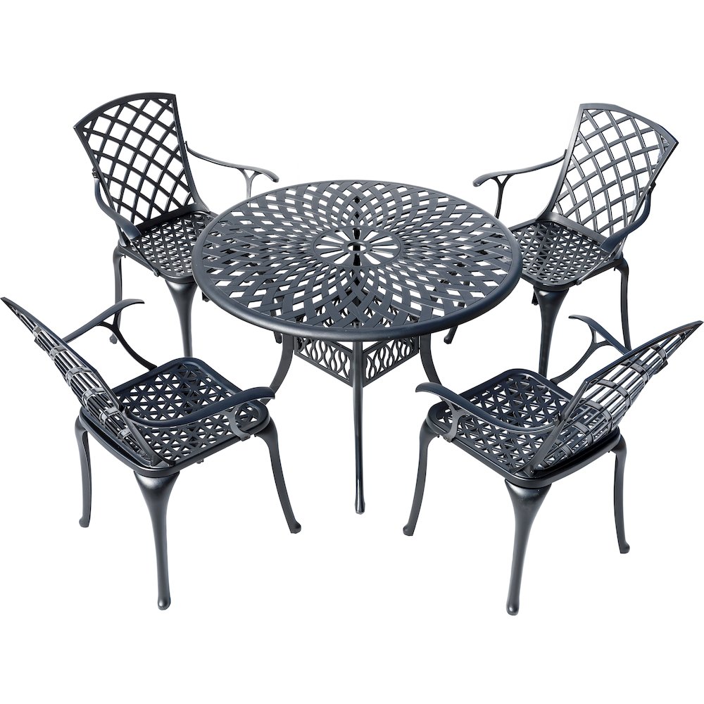 Timeless Beauty- Stylish Cast Aluminium Bistro Set in Black. Picture 3