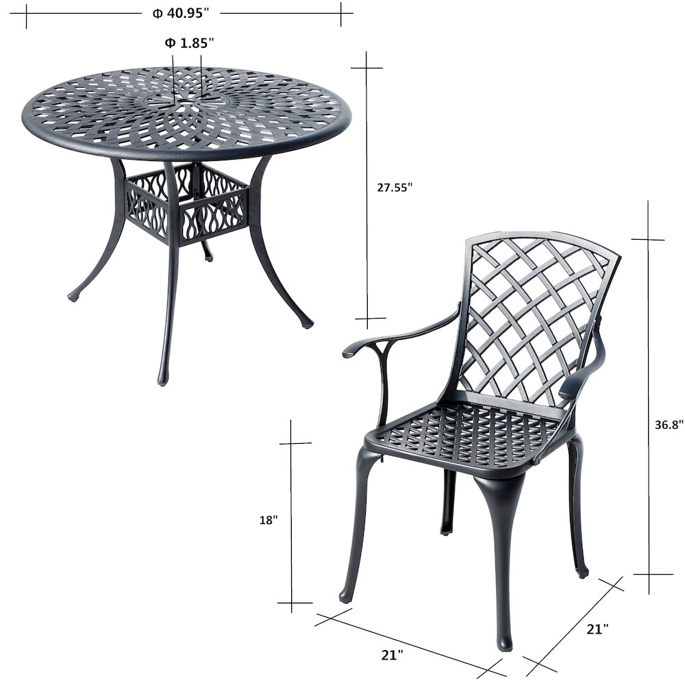 Timeless Beauty- Stylish Cast Aluminium Bistro Set in Black. Picture 5