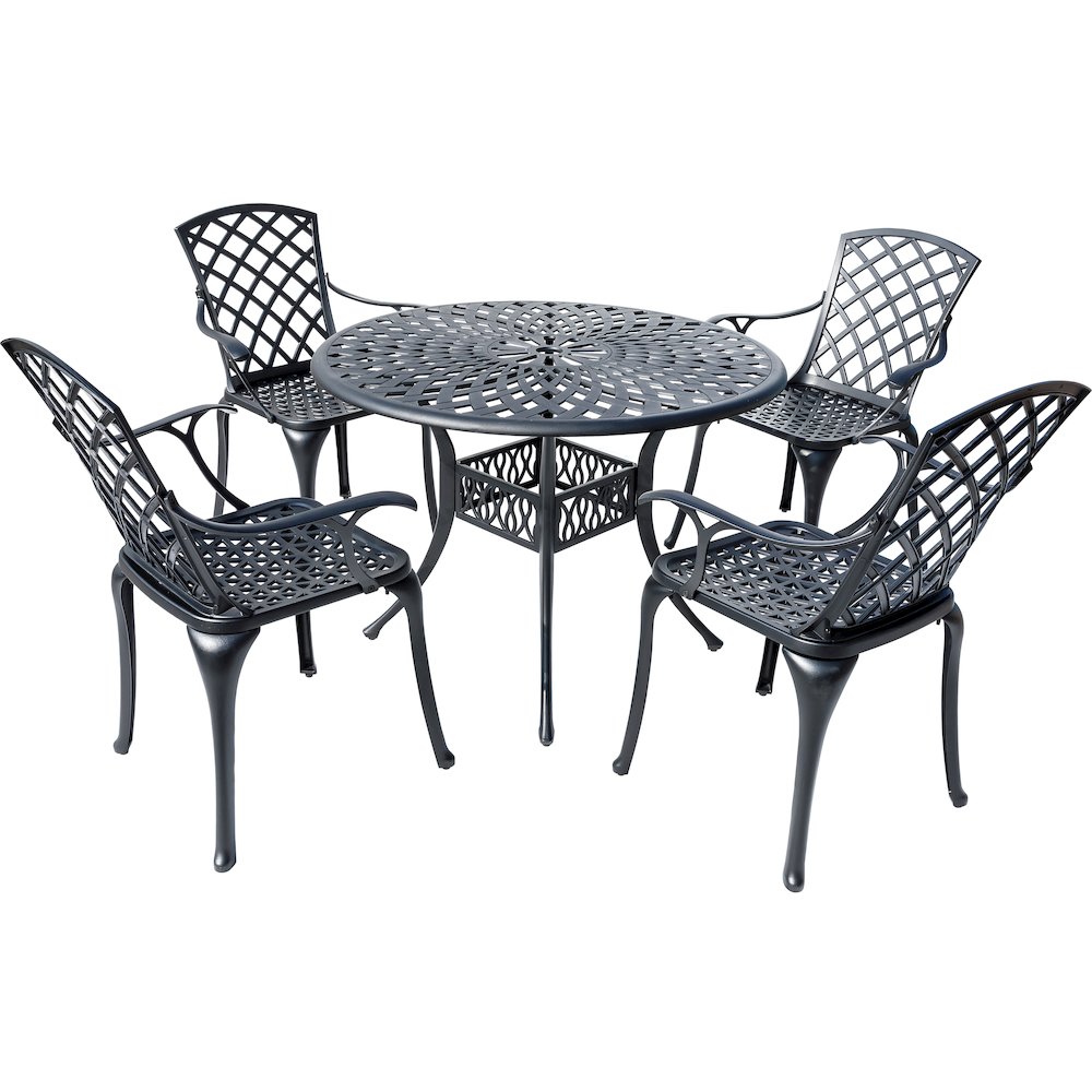 Timeless Beauty- Stylish Cast Aluminium Bistro Set in Black. Picture 1