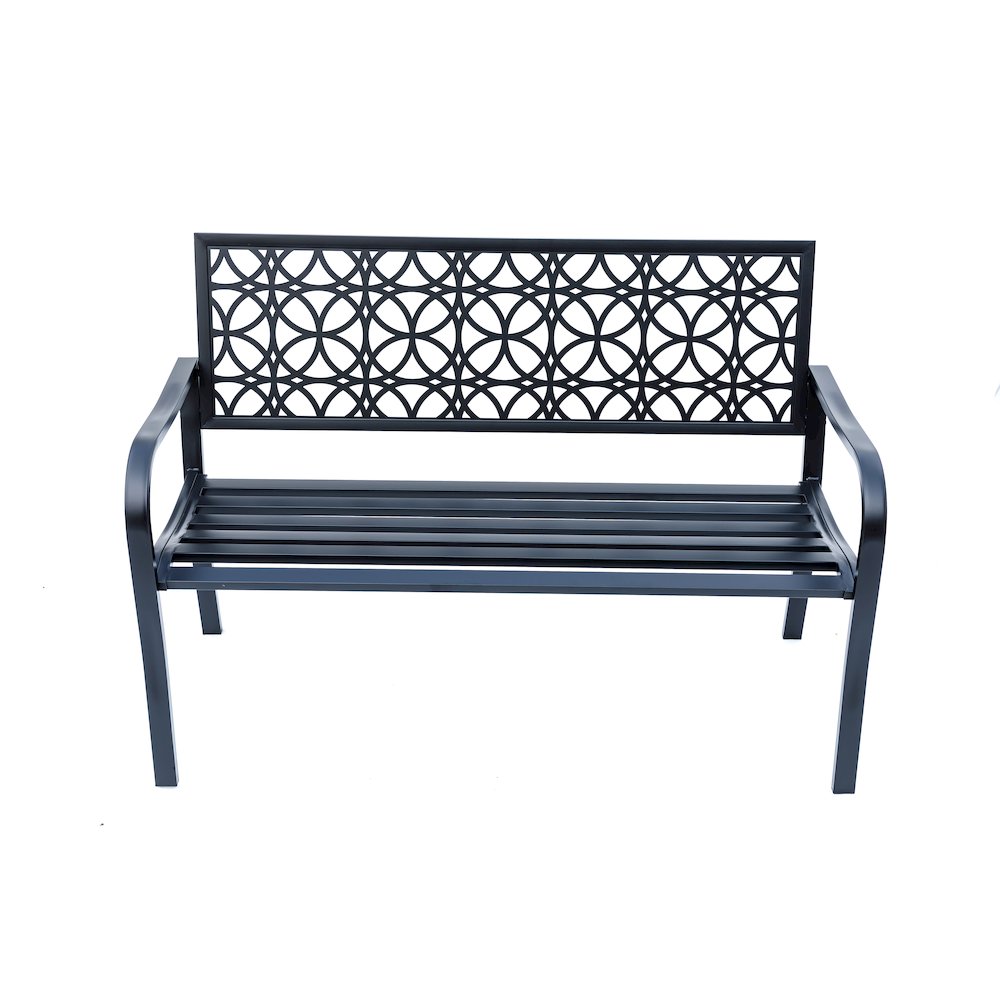 Classic Noir- Black All-Steel Garden Bench for Timeless Appeal. Picture 4