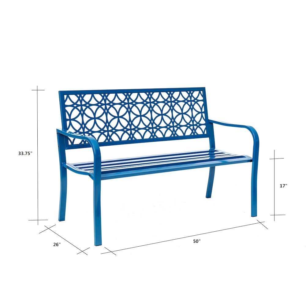 Blue Lagoon Escape- All-Steel Garden Bench for Tranquil Moments. Picture 3