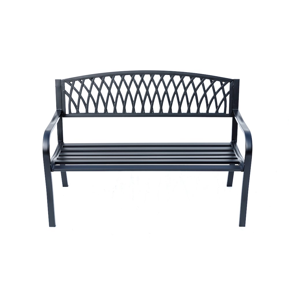 Classic Black - Steel and Cast Iron Garden Bench for Outdoor Serenity. Picture 4