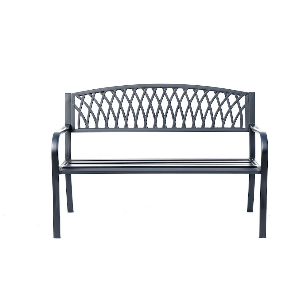 Classic Black - Steel and Cast Iron Garden Bench for Outdoor Serenity. Picture 5