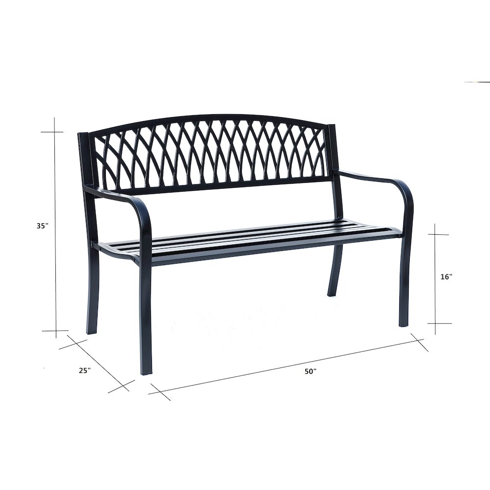 Classic Black - Steel and Cast Iron Garden Bench for Outdoor Serenity. Picture 3