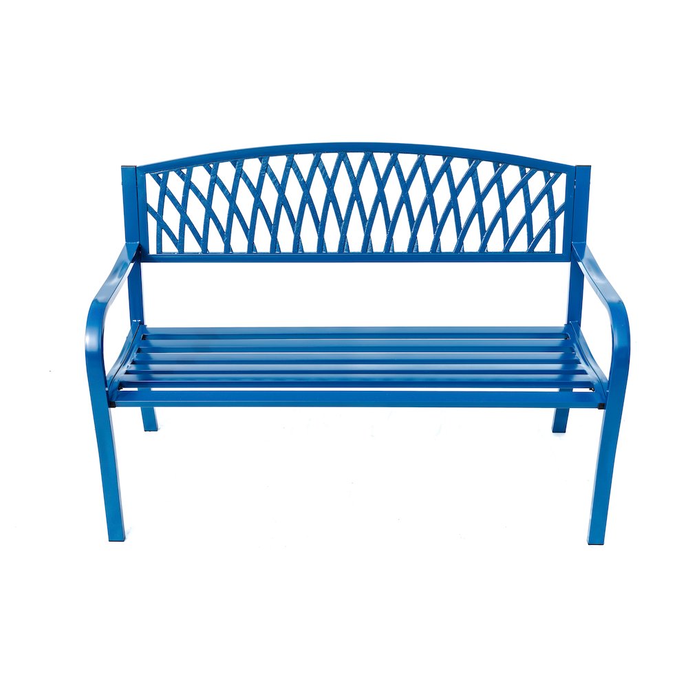 Blue Horizon Escape- Steel and Cast Iron Garden Bench for Relaxation. Picture 4