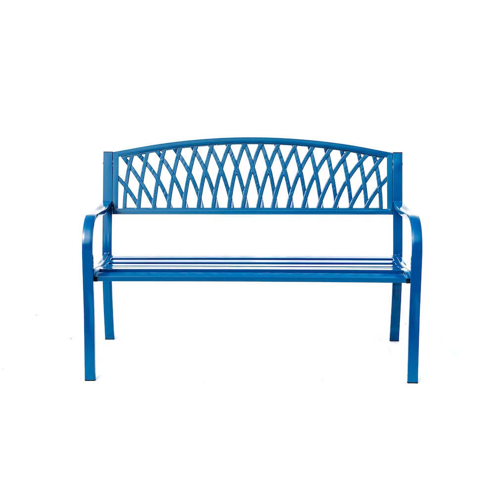 Blue Horizon Escape- Steel and Cast Iron Garden Bench for Relaxation. Picture 5