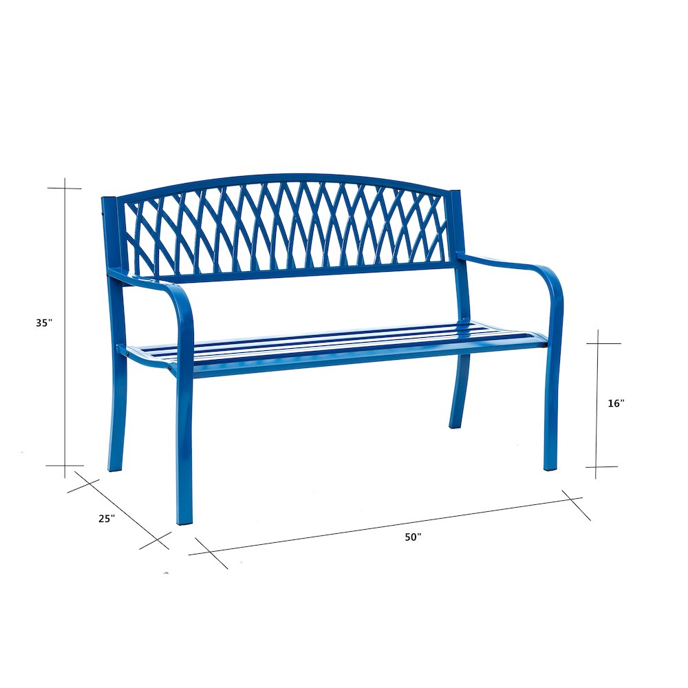 Blue Horizon Escape- Steel and Cast Iron Garden Bench for Relaxation. Picture 3