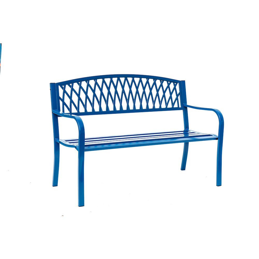 Blue Horizon Escape- Steel and Cast Iron Garden Bench for Relaxation. Picture 1
