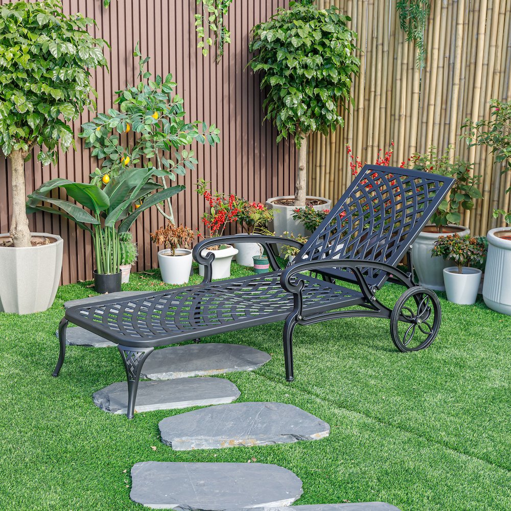 Garden Grace- Black Cast Aluminium Garden Bench. Picture 2