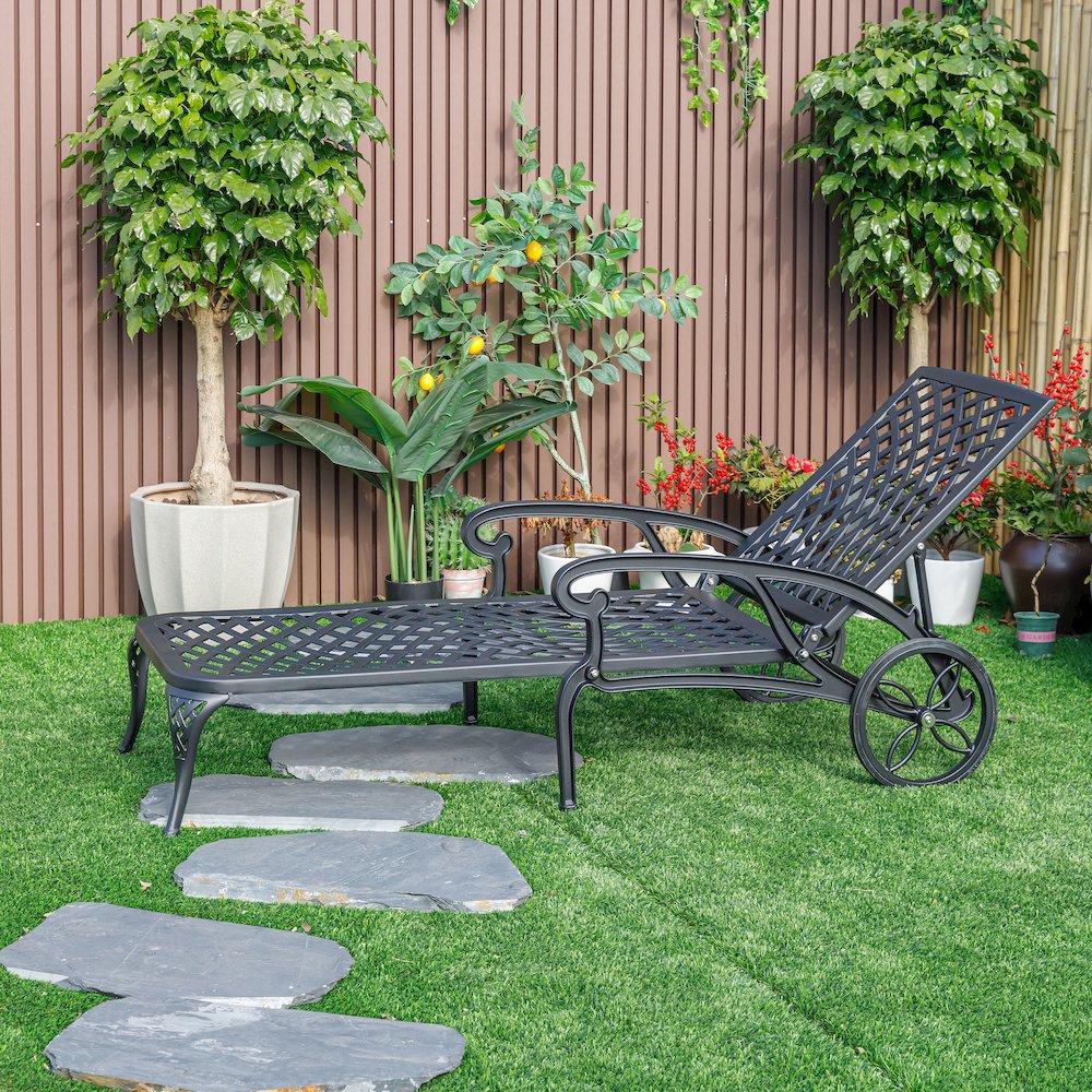 Garden Grace- Black Cast Aluminium Garden Bench. Picture 4