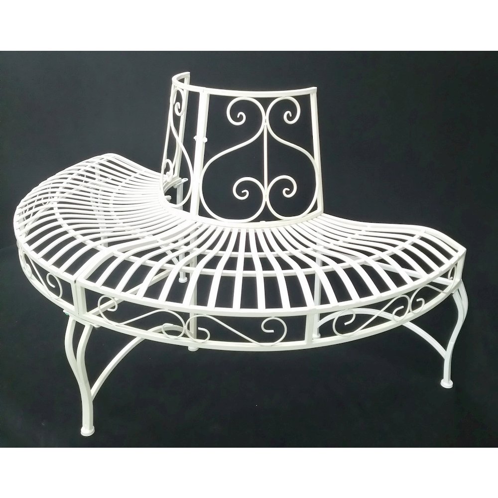 White Semi-Circle Tree-Wrap Bench. Picture 4