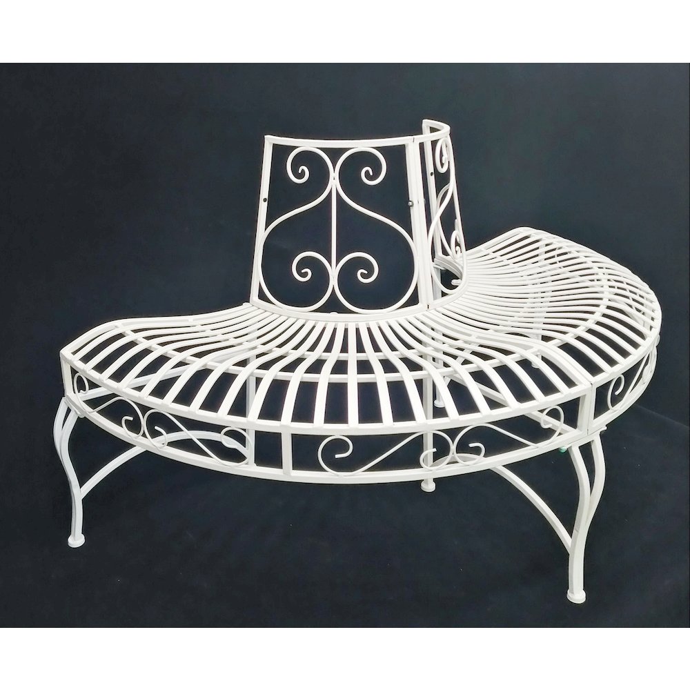 White Semi-Circle Tree-Wrap Bench. Picture 3