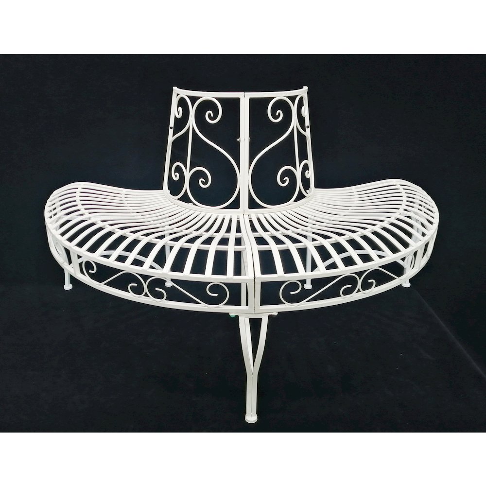 White Semi-Circle Tree-Wrap Bench. Picture 2