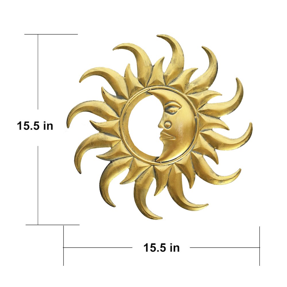 Metal Garden Decor-Golden Half Moon Sunface. Picture 3