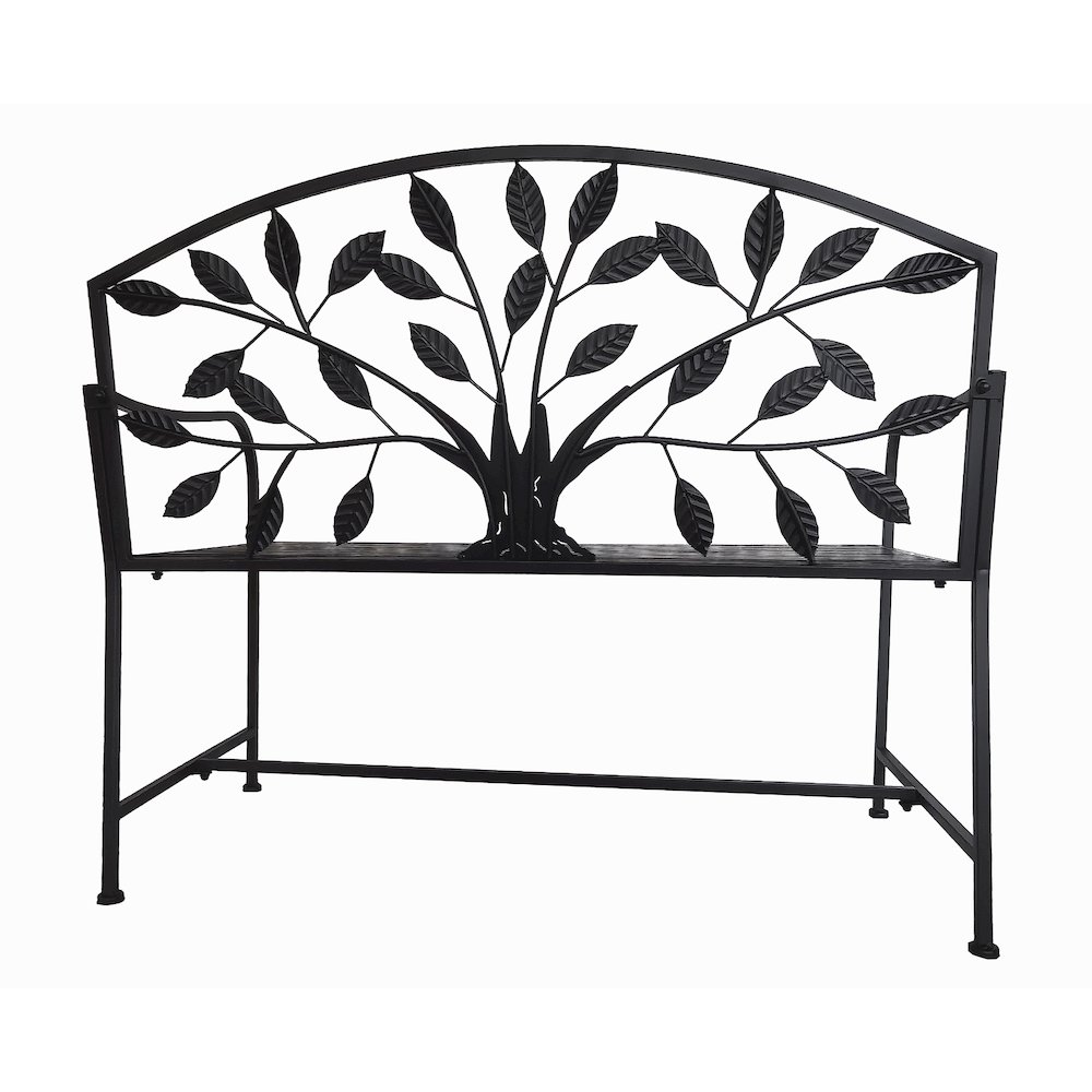 Metal Garden Bench Tree Pattern-Black. Picture 5