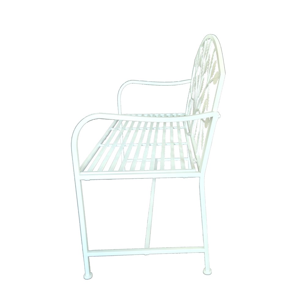 Metal Garden Bench Tree Pattern-White. Picture 4