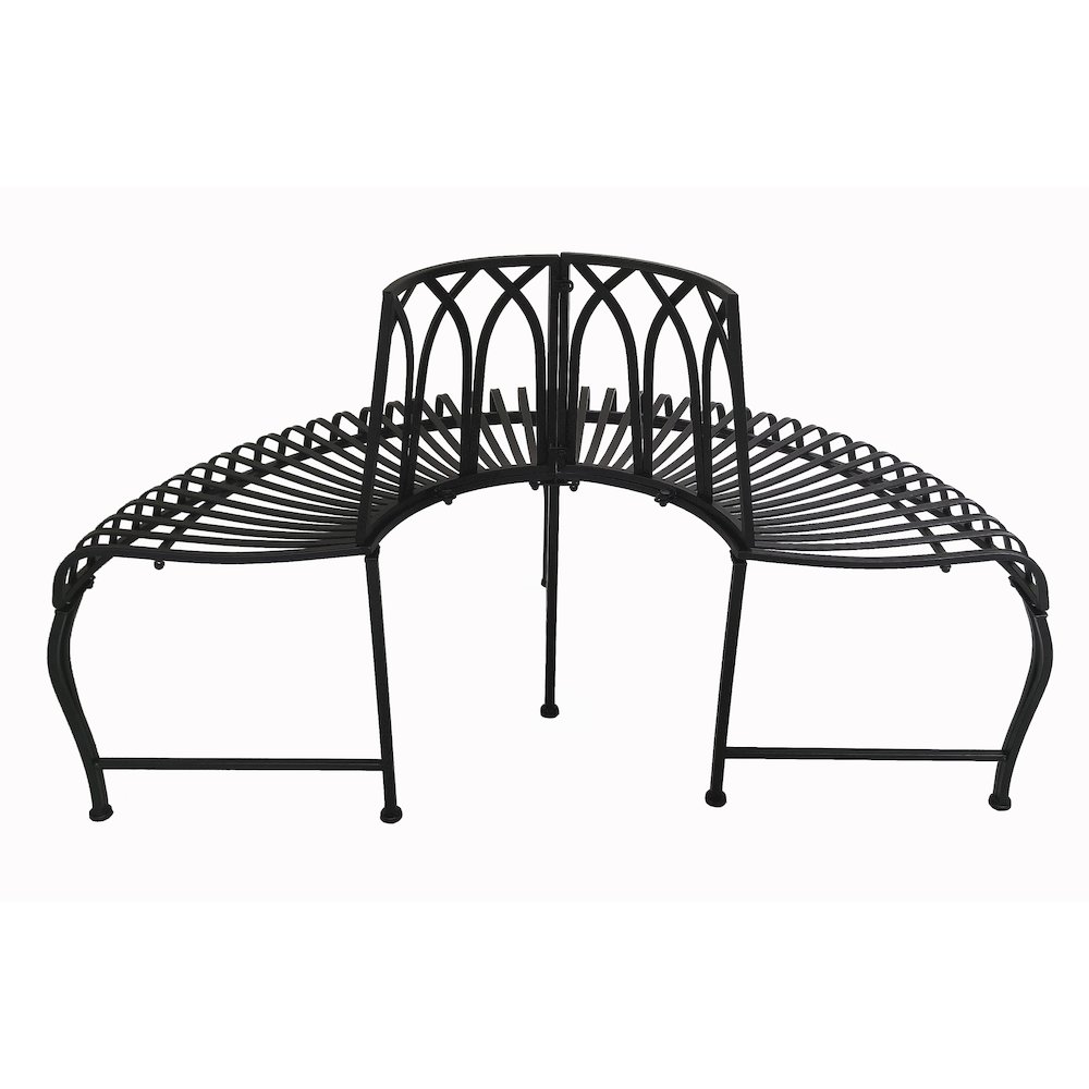 Black Tree Wrap Garden Bench Semi-Circle. Picture 5