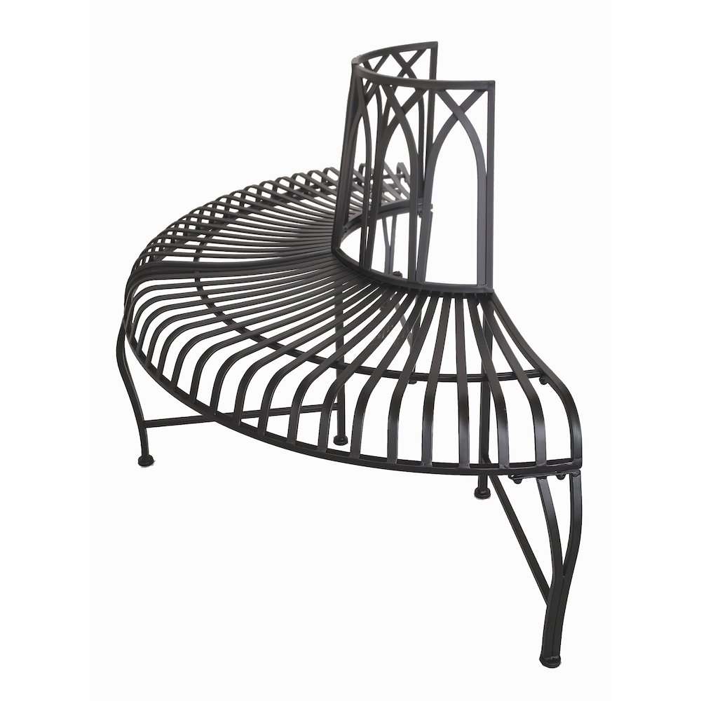 Black Tree Wrap Garden Bench Semi-Circle. Picture 4