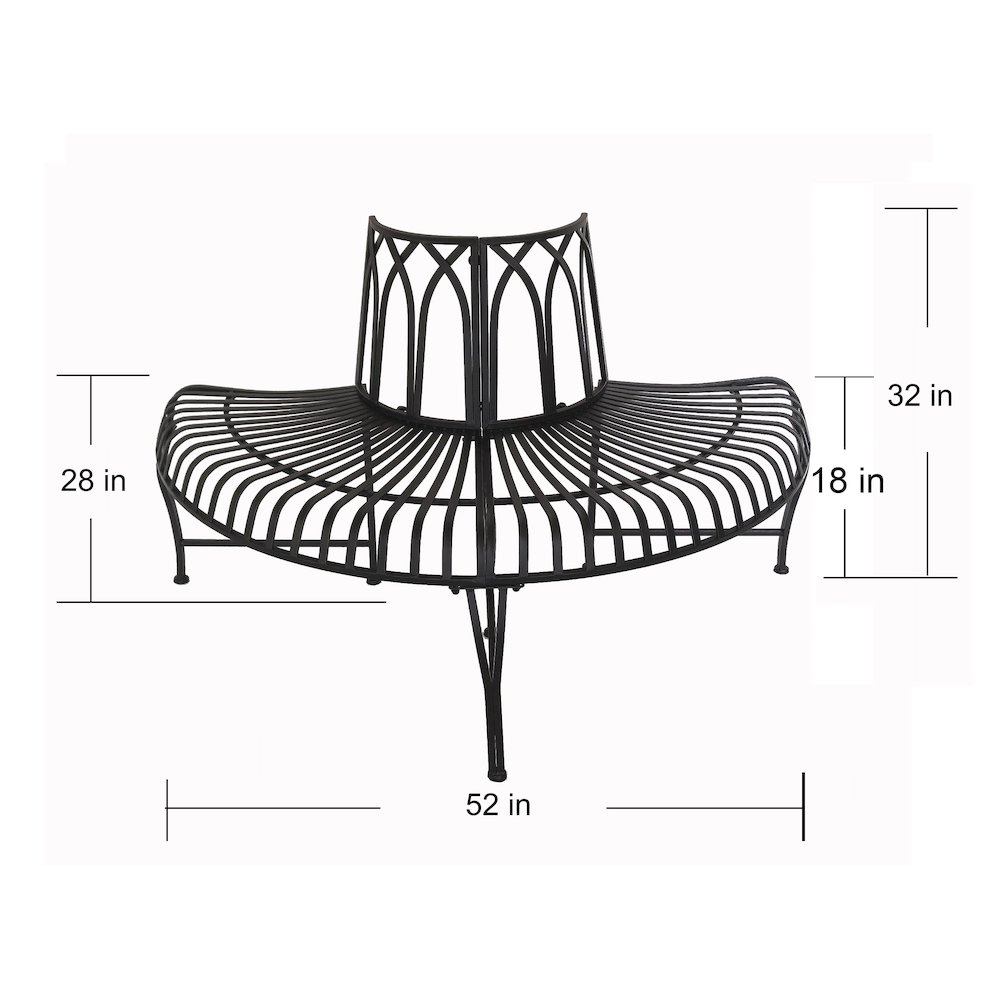 Black Tree Wrap Garden Bench Semi-Circle. Picture 3