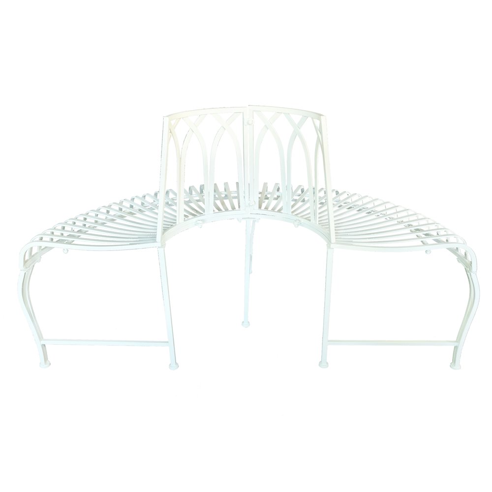 White Tree Wrap Garden Bench Semi-Circle. Picture 5