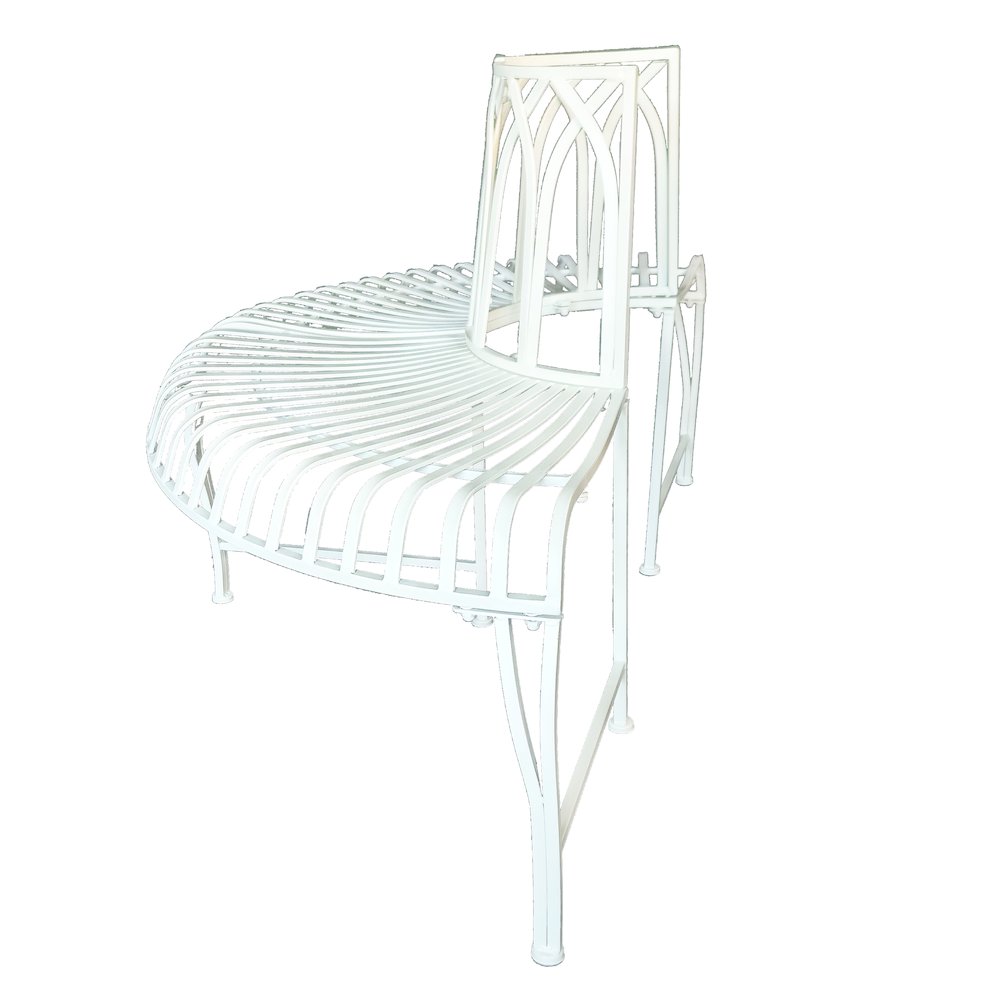 White Tree Wrap Garden Bench Semi-Circle. Picture 4