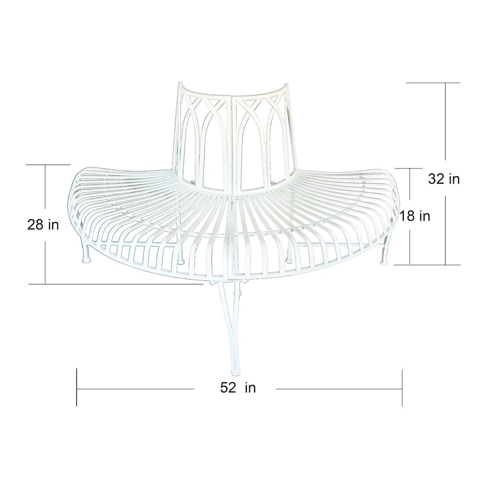 White Tree Wrap Garden Bench Semi-Circle. Picture 3