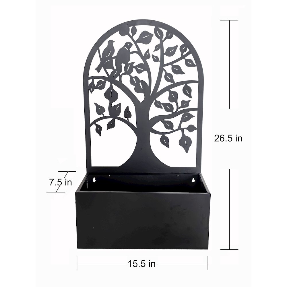 Garden Hanging Planter Black Metal Wall Decor. Picture 3