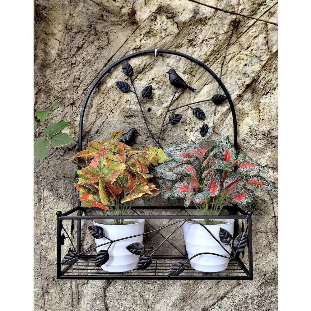 Black Metal Hanging Plant Holder 2 Pcs Set Outdoor Wall Decor. Picture 2