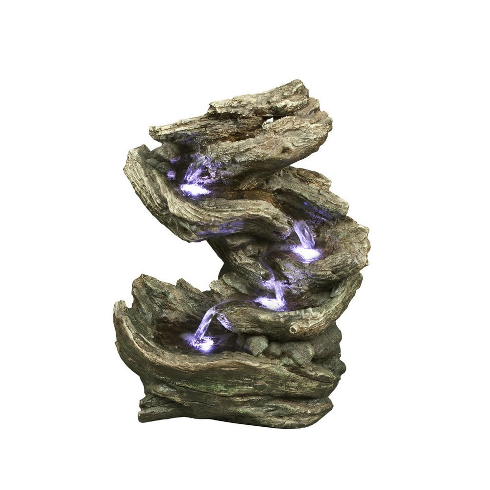 4 Level Log Waterfall Fountain W/LED. Picture 1
