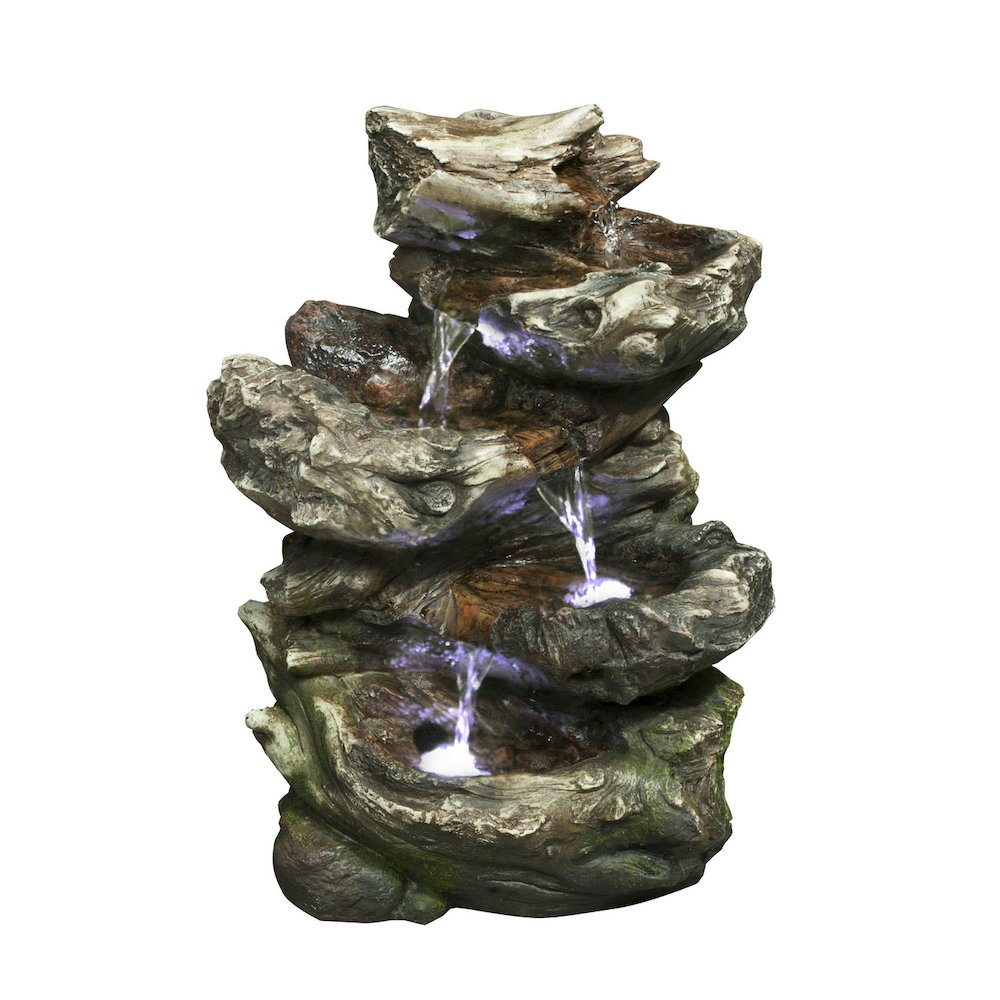 4 Level Log Waterfall Fountain W/LED. Picture 2