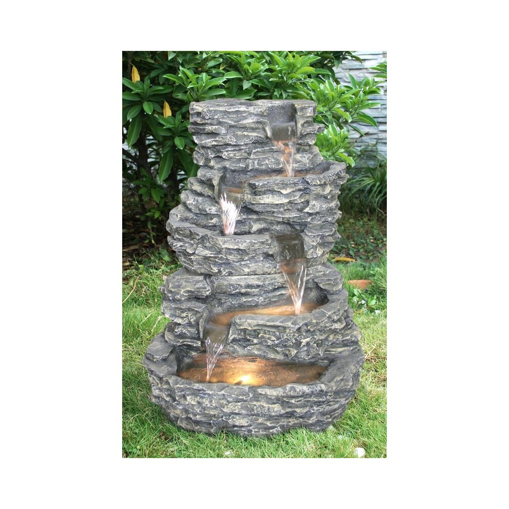 Multi Level Rock Fountain W/Warm White LEDs. Picture 1