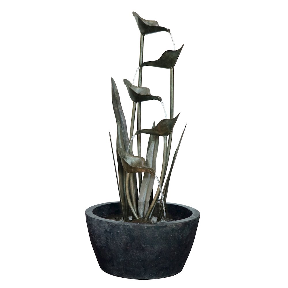 Metal Plant Fountain W/5 Leaves. Picture 1